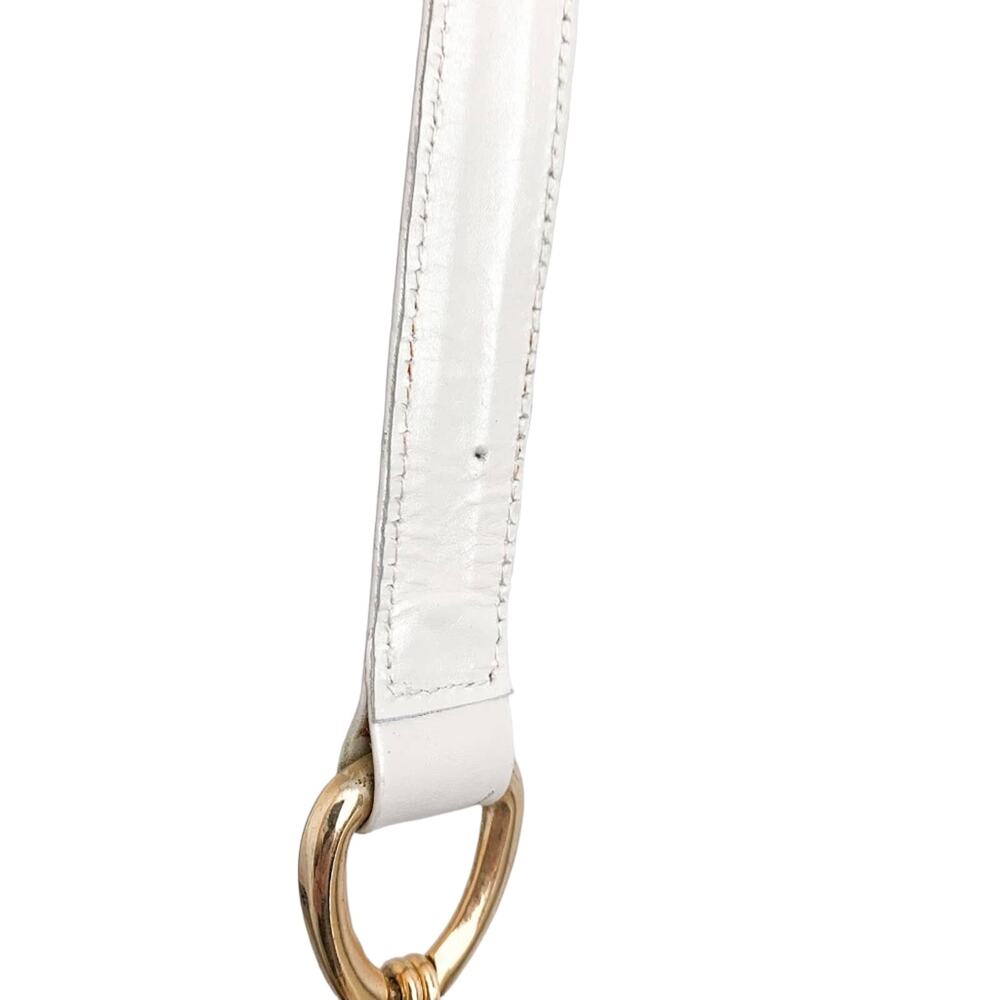 Stuart Weitzman Boxy Pearl Flat and Chain Crossbody Bag Purse White Gold Small - Picture 14 of 14